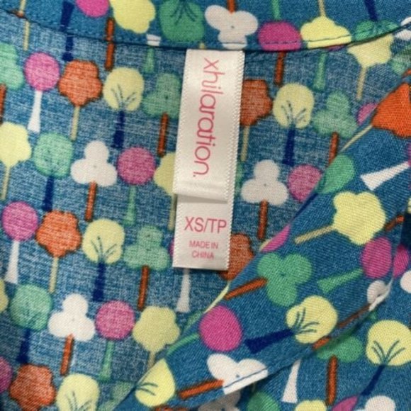 Sun Dress Blue/ Multi Color Button Front Racer Back W/ Pock… - Picture 2 of 7